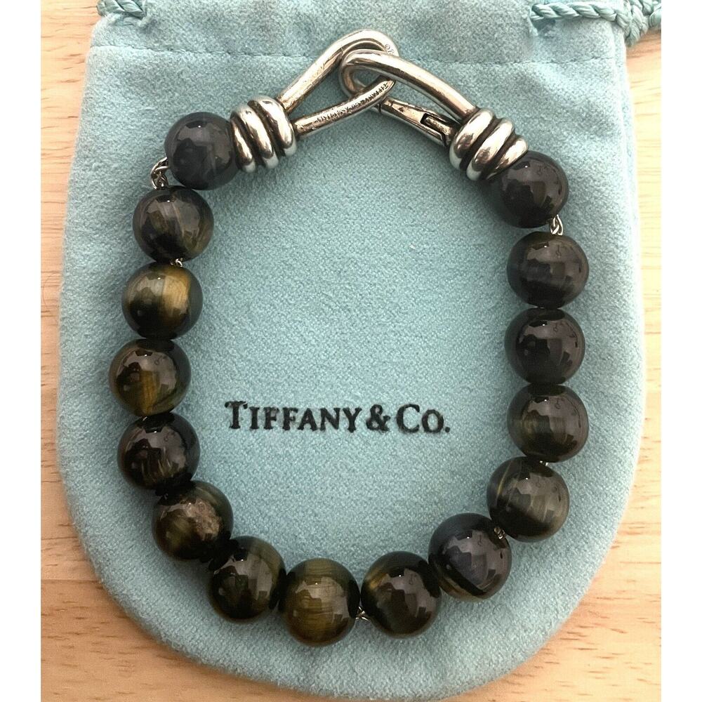 Tiffany & Co. Paloma Picasso Knot bead bracelet falcon Hawks eye sterling silver